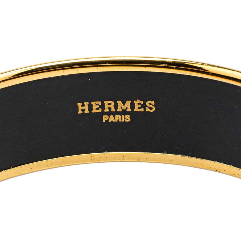 Hermès Wide Greyhound Enamel Bangle 62 White Good condition - Model View