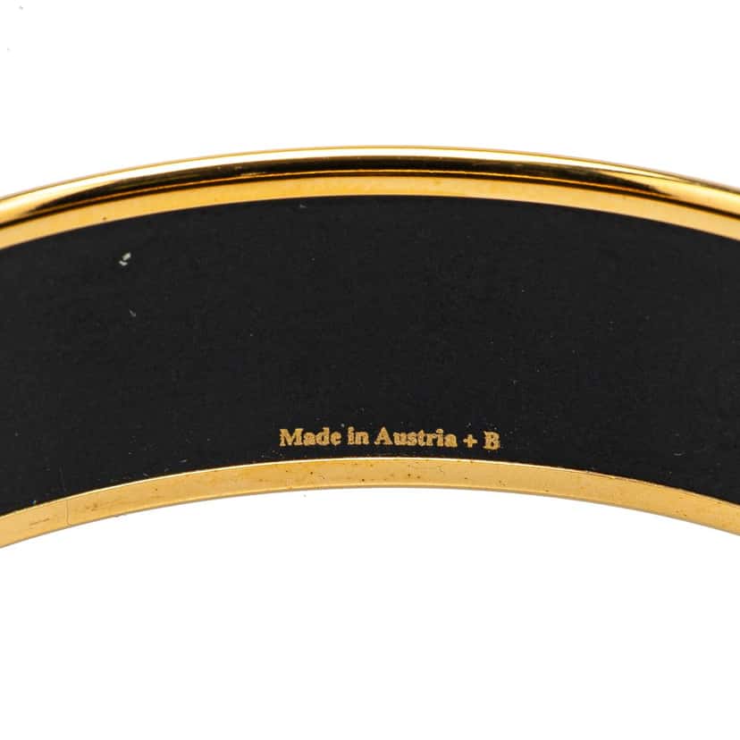 Hermès Wide Greyhound Enamel Bangle 62 White Good condition - Box View