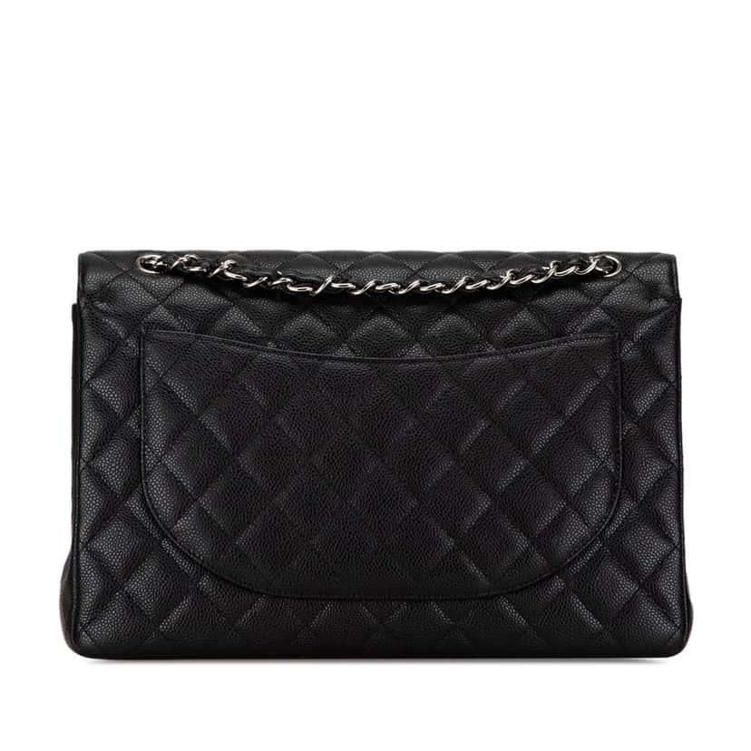 Chanel Maxi Classic Caviar Double Flap Black Leather Good condition - Inside View