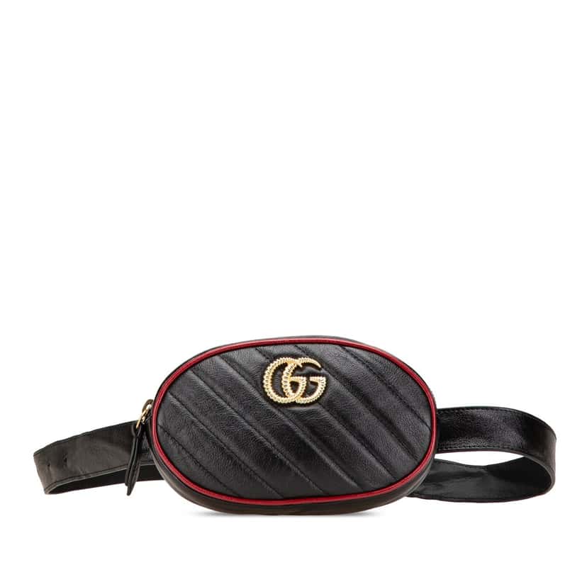 Gucci GG Marmont Leather Matelasse Torchon Belt Bag Black Leather Good condition - Front View