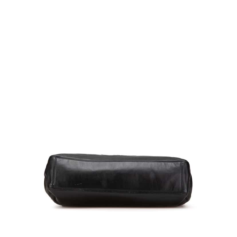 Chanel CC Lambskin Tortoise Handle Tote Black Leather Good condition - Inside View