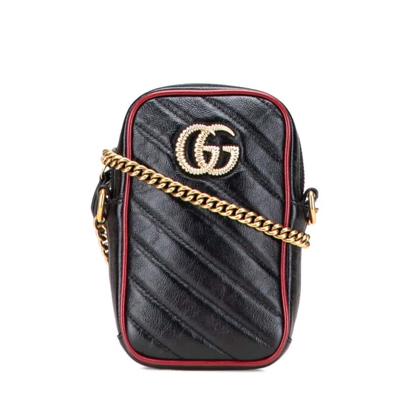 Gucci GG Marmont Matelasse Leather Torchon Phone Holder Black Leather Good condition - Front View