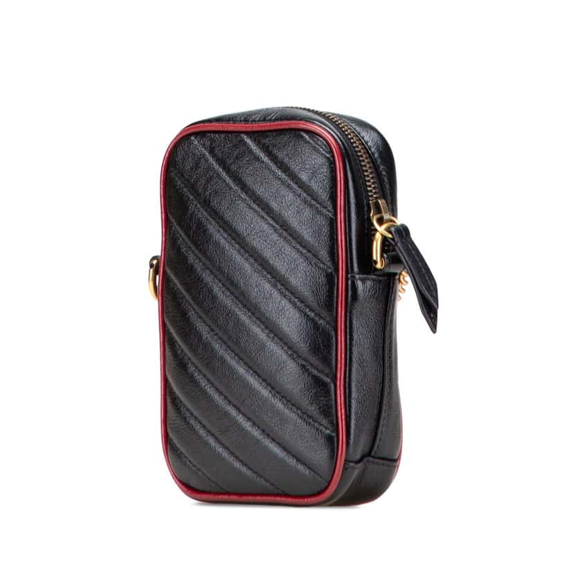 Gucci GG Marmont Matelasse Leather Torchon Phone Holder Black Leather Good condition - Back View