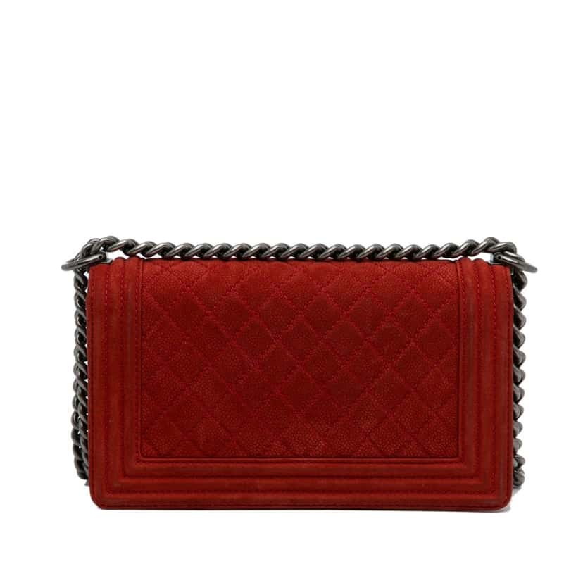 Chanel Old Medium Quilted Caviar Boy Flap Red Leather Good condition - Inside View