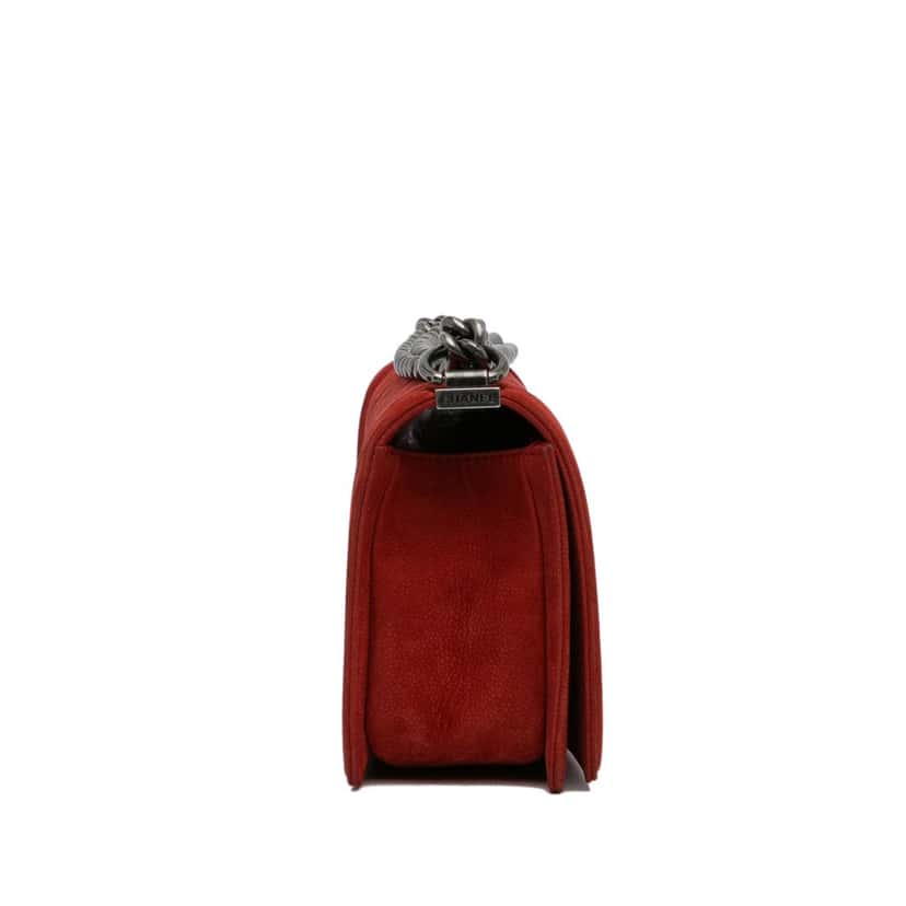 Chanel Old Medium Quilted Caviar Boy Flap Red Leather Good condition - Model View