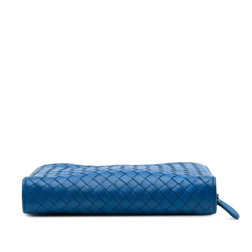 Bottega Veneta Nappa Intrecciato Zip Around Wallet On Chain Blue Leather Very good condition - Inside View