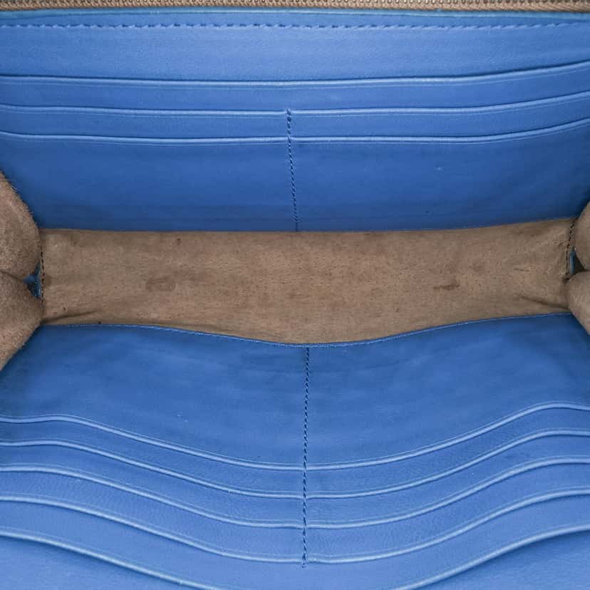 Bottega Veneta Nappa Intrecciato Zip Around Wallet On Chain Blue Leather Very good condition - Model View