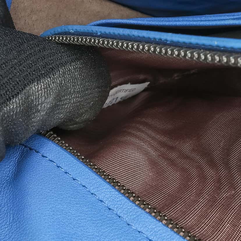 Bottega Veneta Nappa Intrecciato Zip Around Wallet On Chain Blue Leather Very good condition - Box View