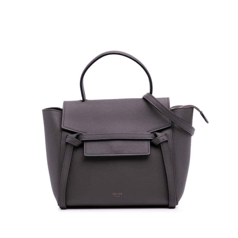 Celine Nano Grained Calfskin Belt Bag Grey Leather Good condition - Front View