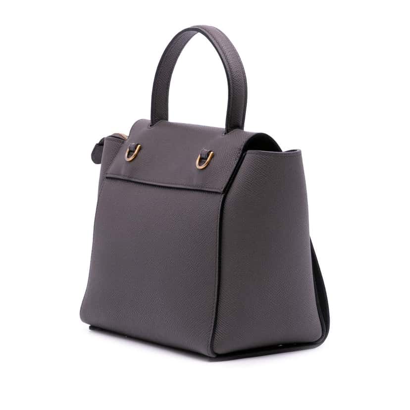 Celine Nano Grained Calfskin Belt Bag Grey Leather Good condition - Back View