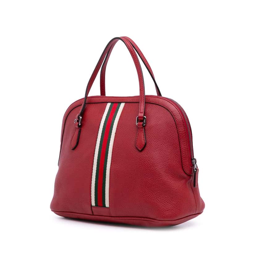 Gucci Medium Leather Web Dome Satchel Red Leather Good condition - Back View