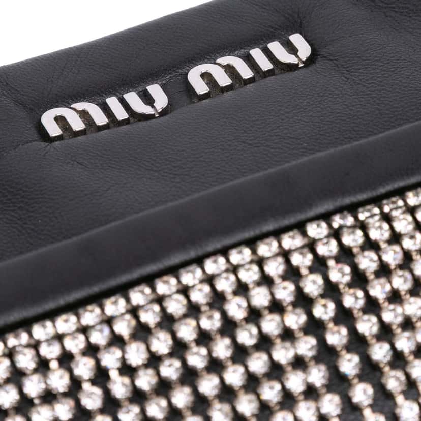 Miu Miu Nappa Crystal Fringe Crossbody Black Leather Good condition - Box View