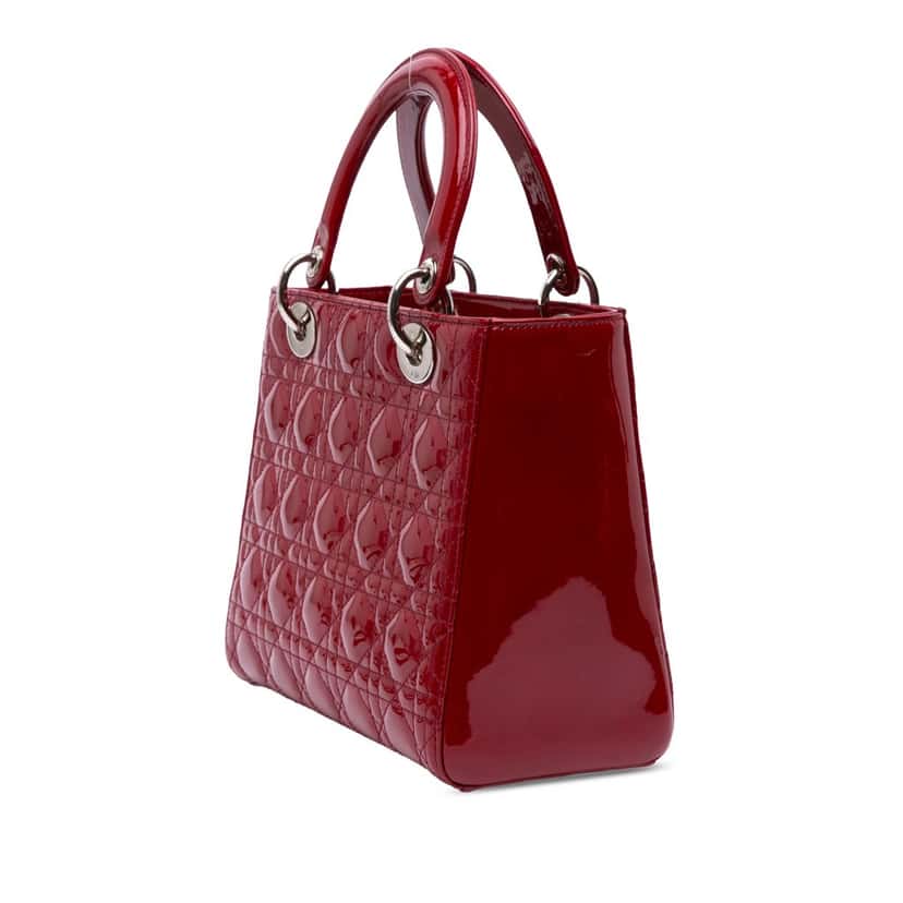 Dior Medium Patent Cannage Lady Dior Red Leather Good condition - Back View