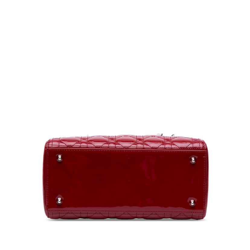 Dior Medium Patent Cannage Lady Dior Red Leather Good condition - Inside View