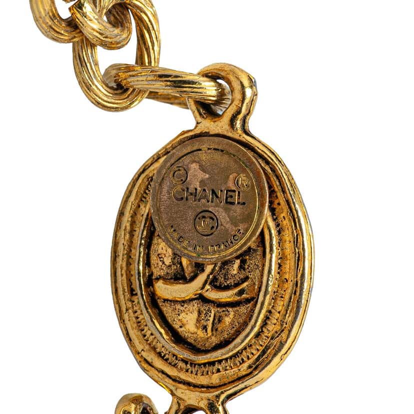 Chanel Gold Plated CC Medallion Link Necklace Gold Metal Good condition - Back View