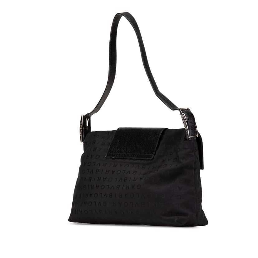 Bvlgari Logomania Canvas Ingrid Shoulder Bag Black Canvas Good condition - Back View
