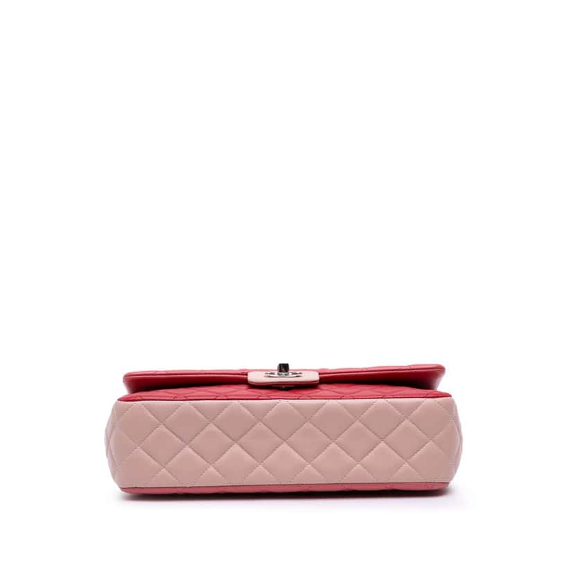 Chanel Medium Classic Tricolor Lambskin Valentines Heart Charms Single Flap Pink Leather Good condition - Inside View