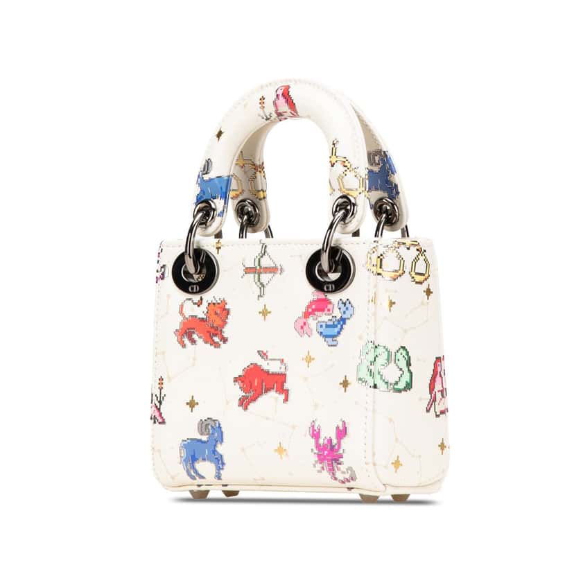 Dior Micro Calfskin Pixel Zodiac Lady Dior White Leather Good condition - Back View
