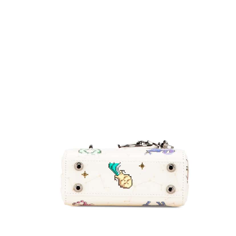 Dior Micro Calfskin Pixel Zodiac Lady Dior White Leather Good condition - Inside View