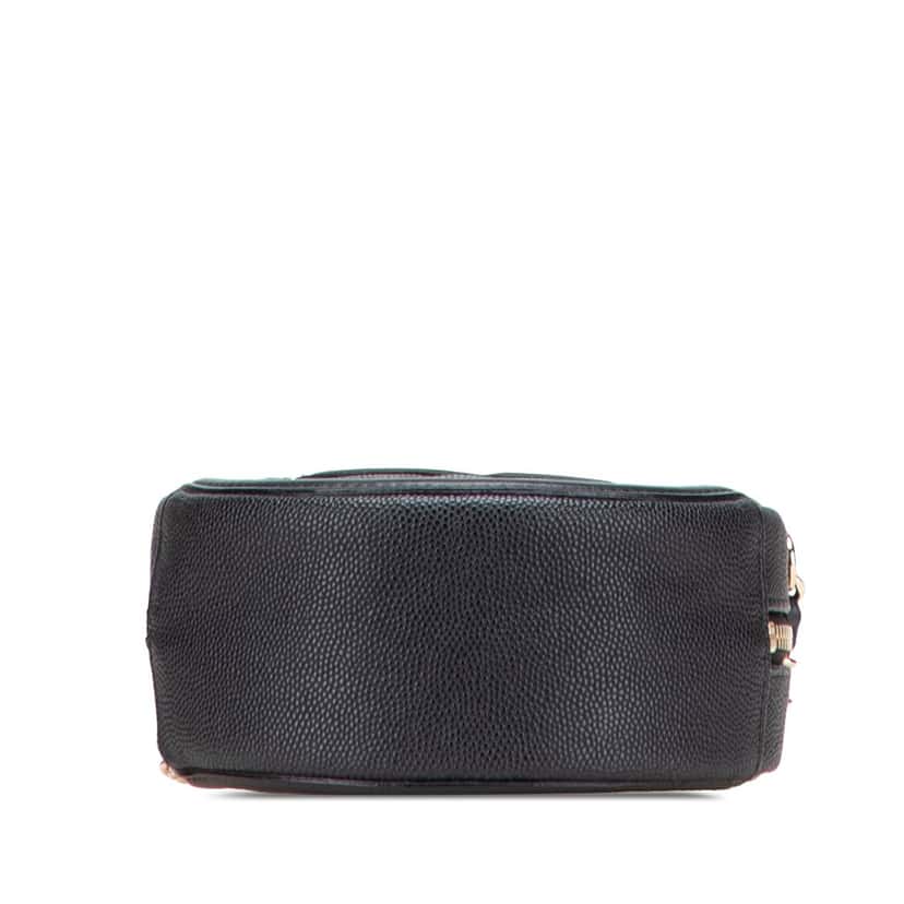 Chanel Caviar CC Filigree Round Clutch with Chain Black Leather Good condition - Inside View