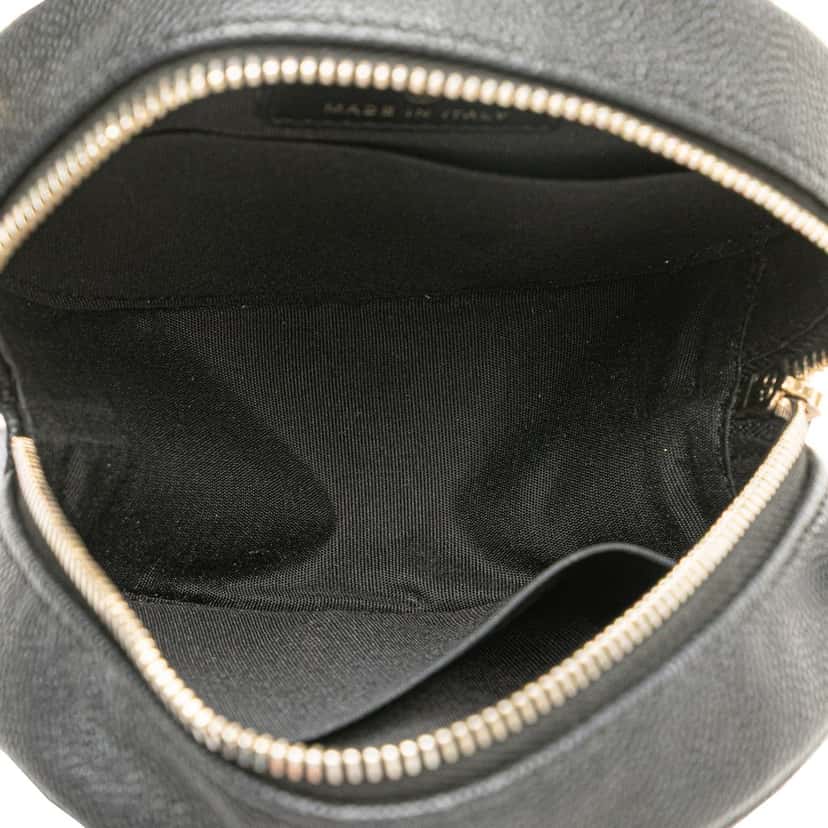 Chanel Caviar CC Filigree Round Clutch with Chain Black Leather Good condition - Model View