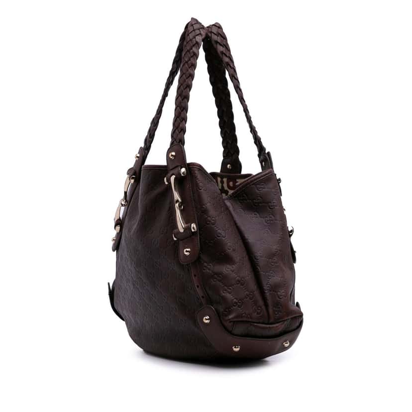 Gucci Large Guccissima Pelham Shoulder Bag Brown Leather Good condition - Back View