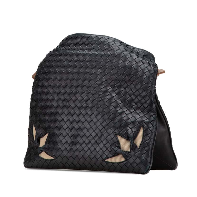 Bottega Veneta Nappa Intrecciato Marquise Flower Crossbody Black Leather Good condition - Back View
