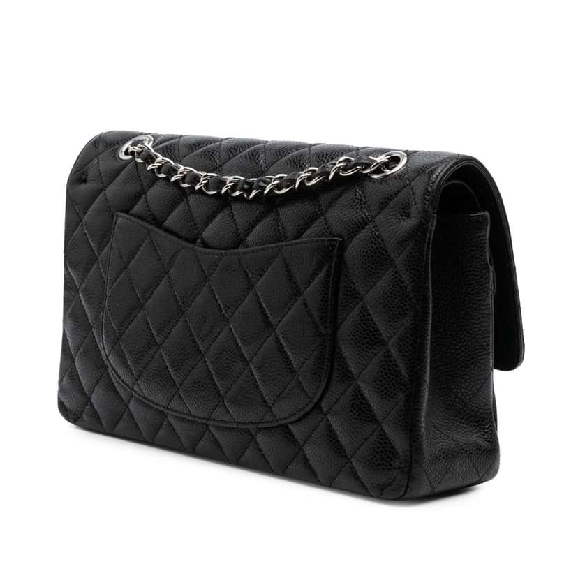 Chanel Medium Classic Caviar Double Flap Black Leather Good condition - Back View