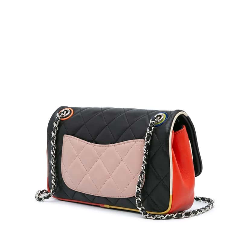 Chanel Small Quilted Lambskin Acrylic Cuba Color Flap Black Leather Good condition - Back View