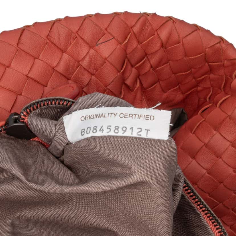 Bottega Veneta Large Nappa Intrecciato Capri Tote Red Leather Fair condition - Box View