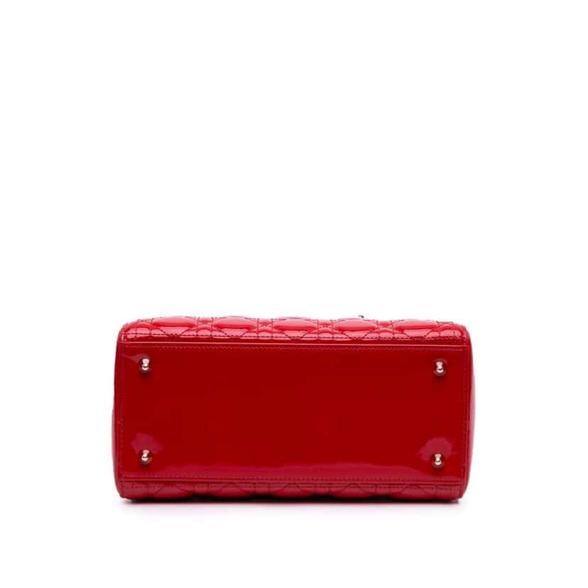 Dior Medium Patent Cannage Lady Dior Red Leather Good condition - Inside View