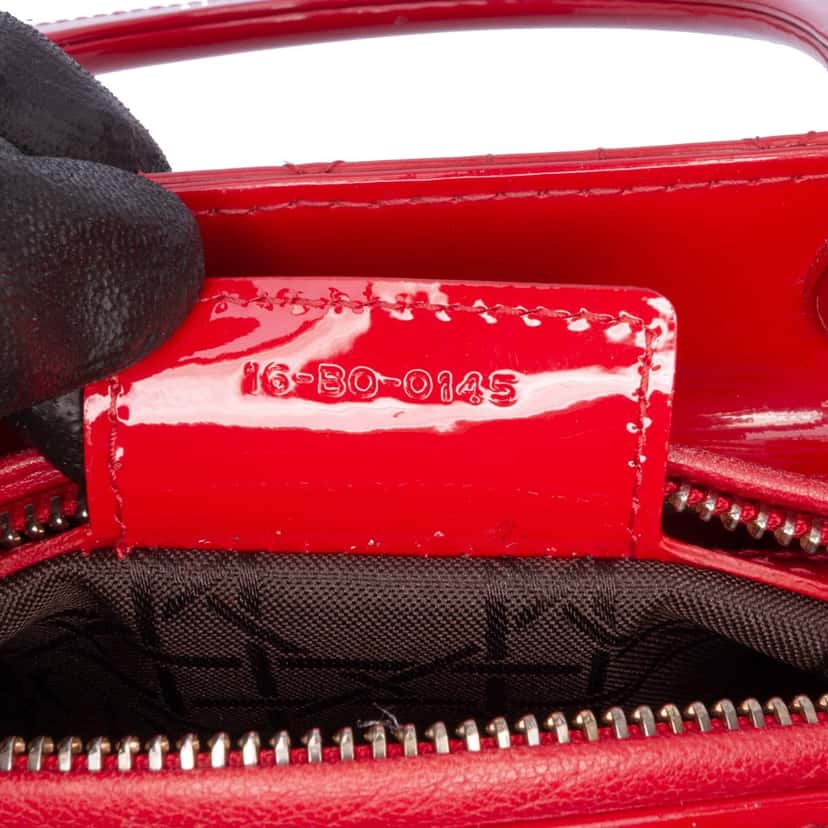 Dior Medium Patent Cannage Lady Dior Red Leather Good condition - Box View