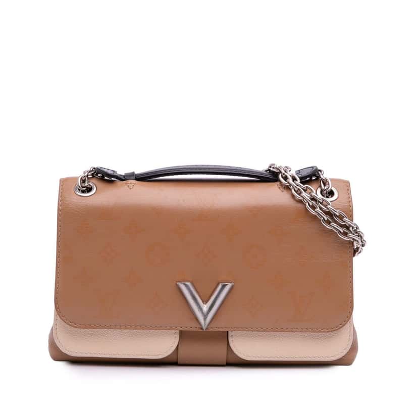 Louis Vuitton Monogram Cuir Plume Ecume Very Chain Satchel Brown Leather Very good condition - Front View