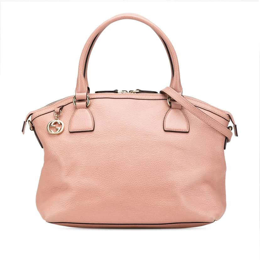 Gucci Medium Leather GG Charm Dome Satchel Pink Leather Very good condition - Front View