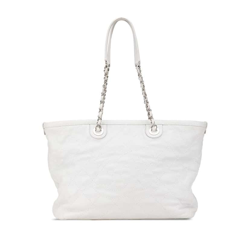 Chanel Small Quilted Caviar Daily Shopping Tote Grey Leather Good condition - Front View
