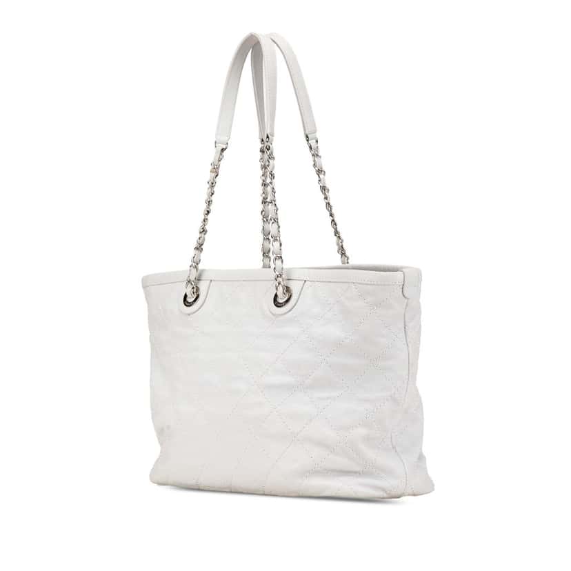 Chanel Small Quilted Caviar Daily Shopping Tote Grey Leather Good condition - Back View