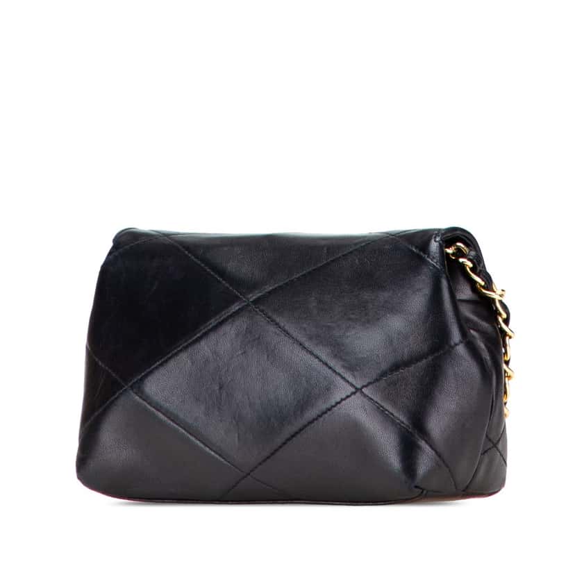 Chanel Mini CC Quilted Lambskin Single Flap Black Leather Good condition - Back View