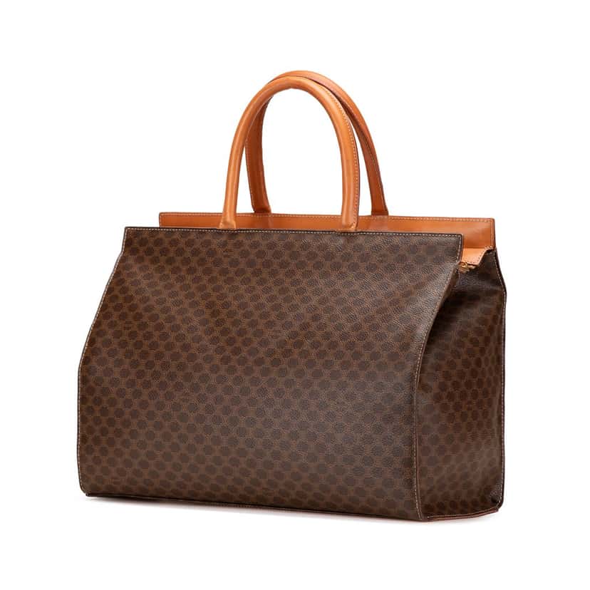 Celine Macadam Coated Canvas Handbag Brown Canvas Good condition - Back View