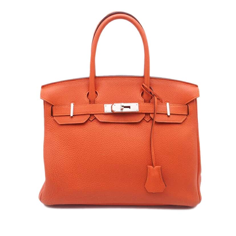 Hermès Clemence Birkin Retourne 30 Orange Leather Good condition - Front View