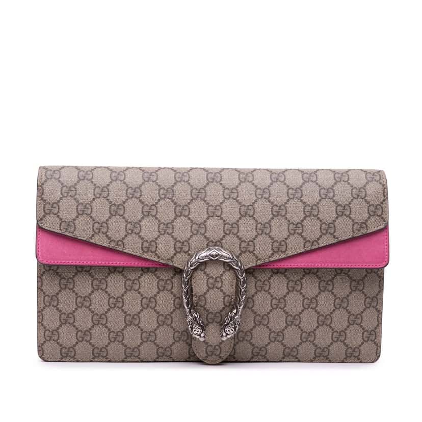 Gucci GG Supreme Dionysus Clutch Brown Canvas Good condition - Front View