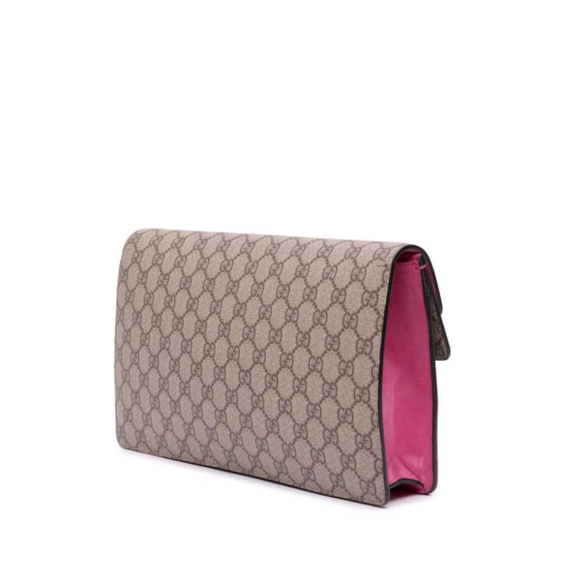 Gucci GG Supreme Dionysus Clutch Brown Canvas Good condition - Back View