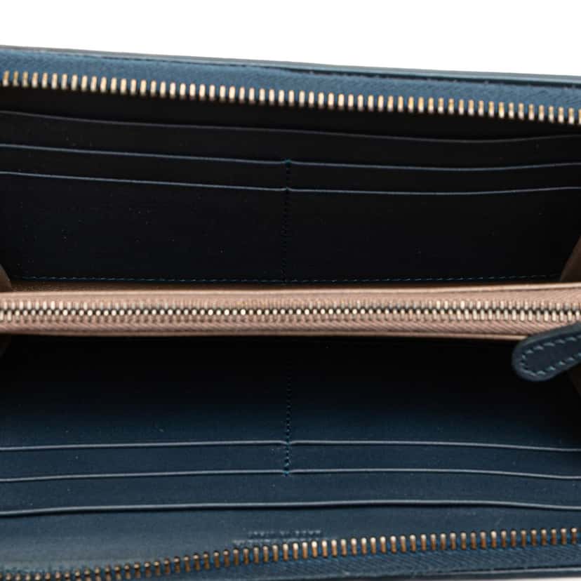 Bottega Veneta Nappa Intrecciato Zip Around Long Wallet Blue Leather Good condition - Model View