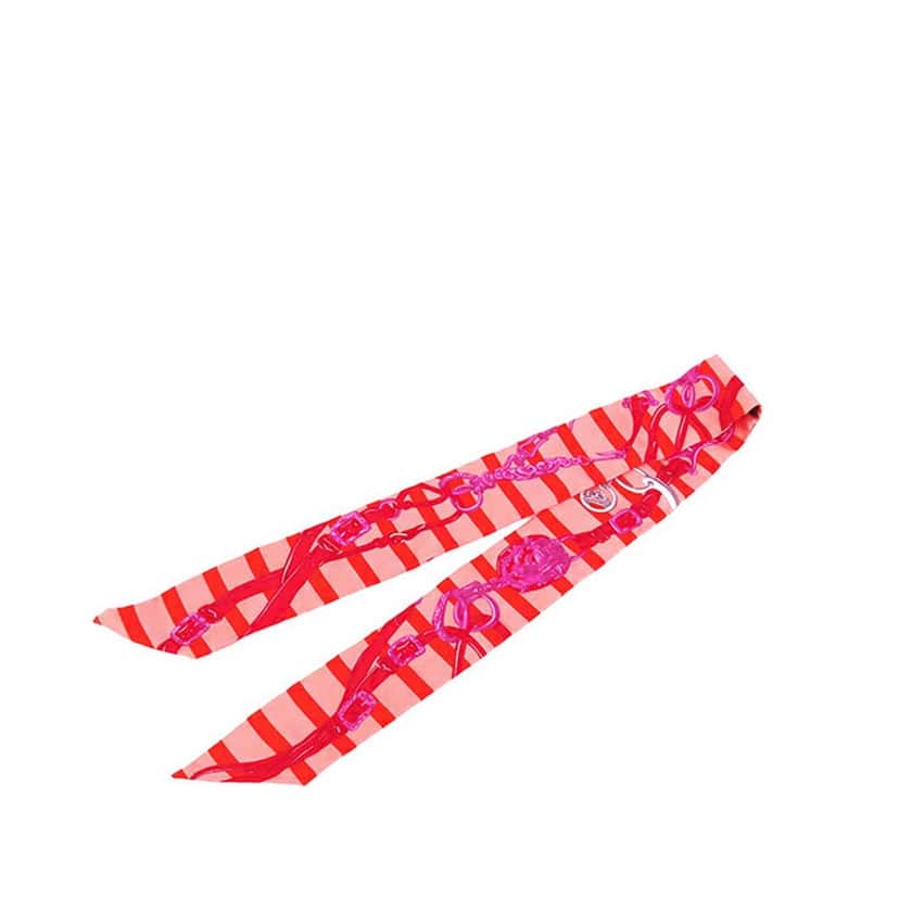 Hermès Brides De Gala Bayaderes Twilly Silk Scarf Pink Silk Very good condition - Front View