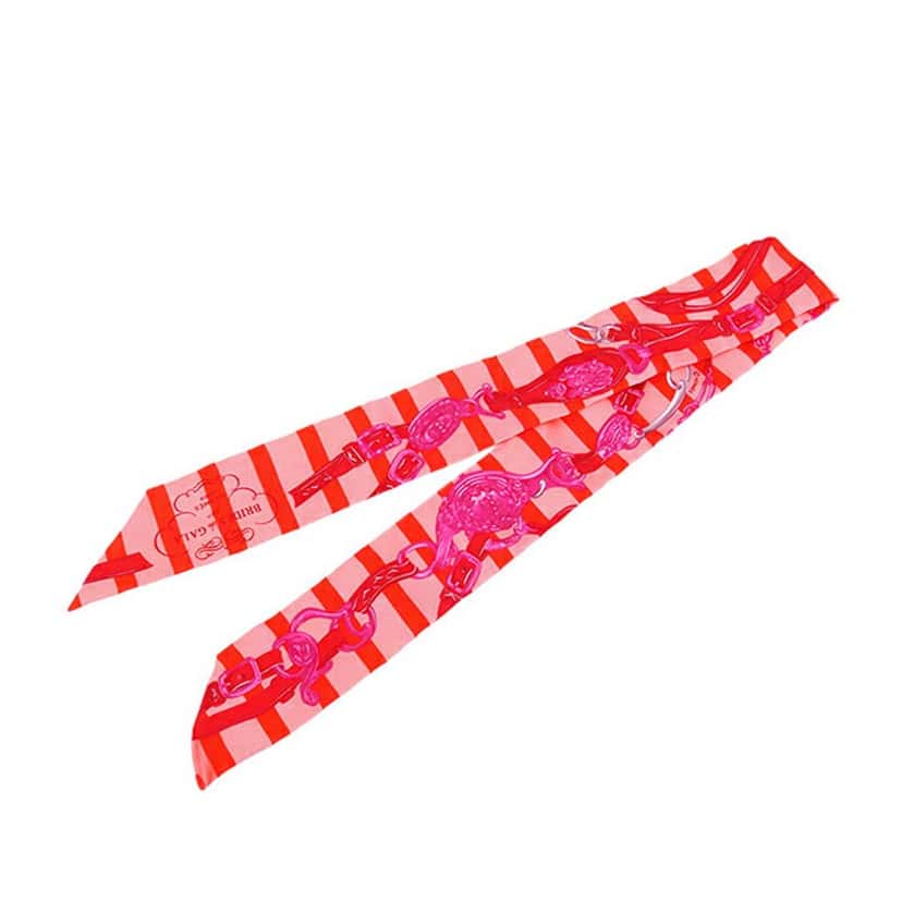 Hermès Brides De Gala Bayaderes Twilly Silk Scarf Pink Silk Very good condition - Back View