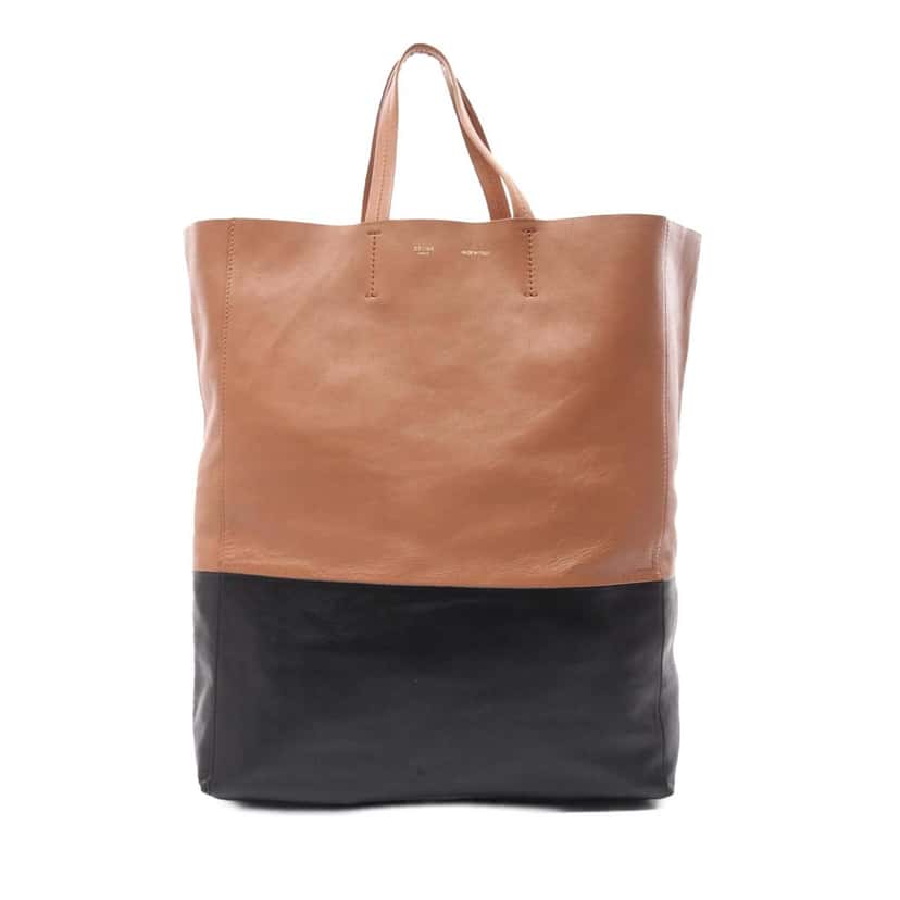 Celine Bicolor Leather Vertical Cabas Tote Brown Leather Good condition - Front View