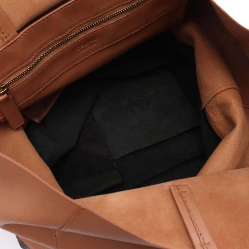 Celine Bicolor Leather Vertical Cabas Tote Brown Leather Good condition - Model View