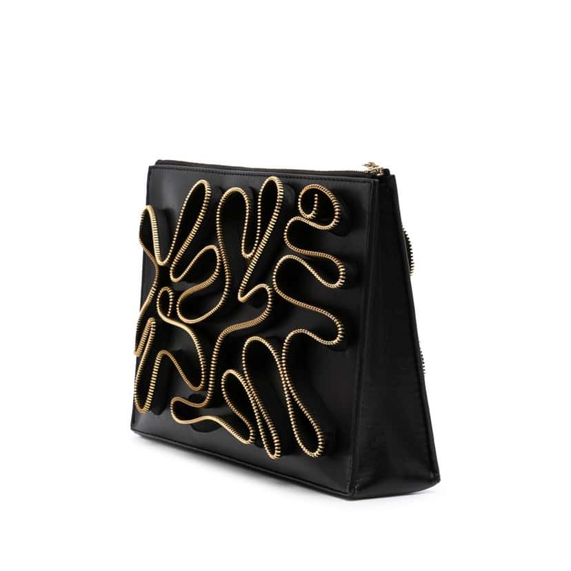 Stella Mccartney Faux Nappa Cavendish Zipper Clutch Black Polyester Good condition - Back View