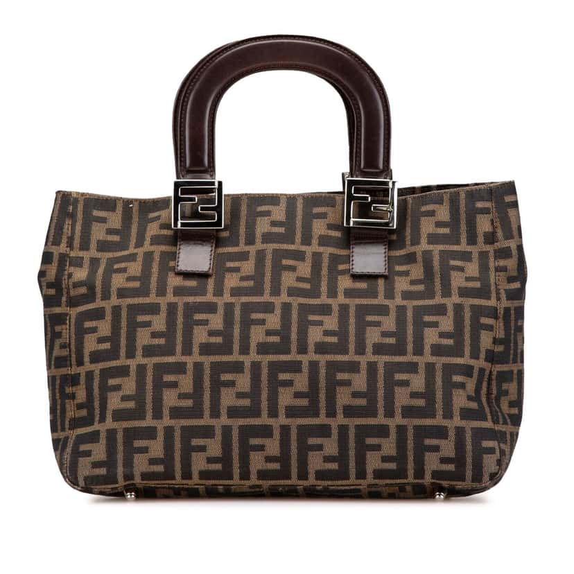 Fendi Small Zucca Canvas Twins Tote Brown Canvas Good condition - Front View