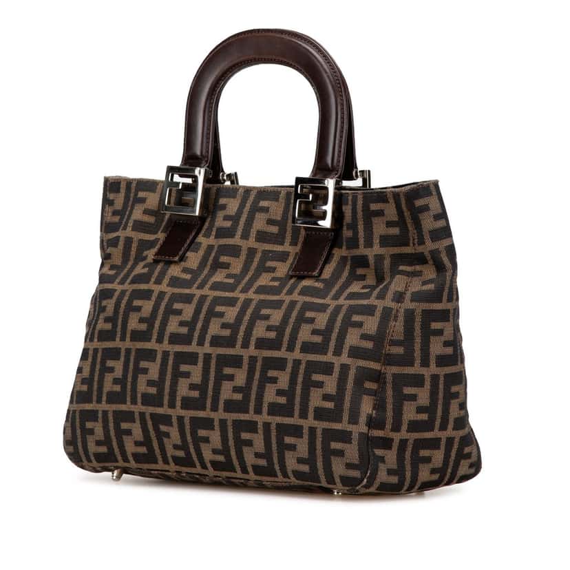 Fendi Small Zucca Canvas Twins Tote Brown Canvas Good condition - Back View