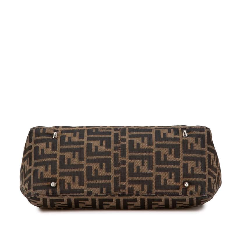 Fendi Small Zucca Canvas Twins Tote Brown Canvas Good condition - Inside View